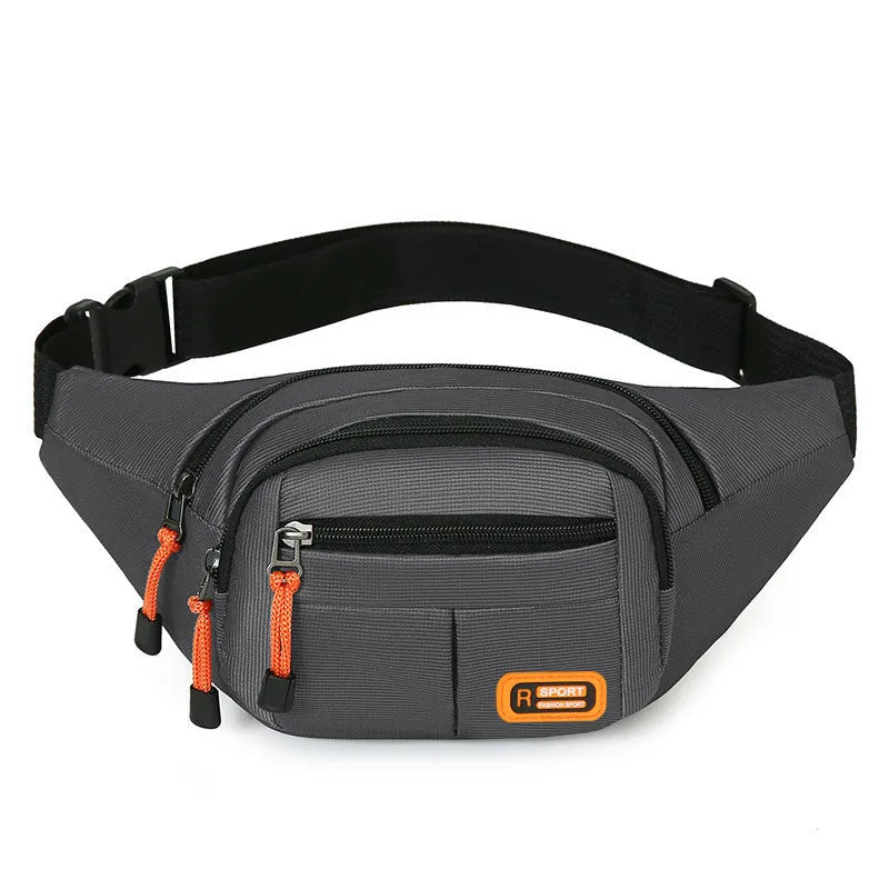 Waterproof slanted chest bag in black, blue, grey or green colour with large capacity for outdoor activities
