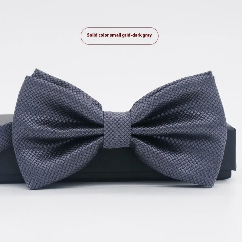 Solid colour flat head polyester bow tie for formal wear and weddings