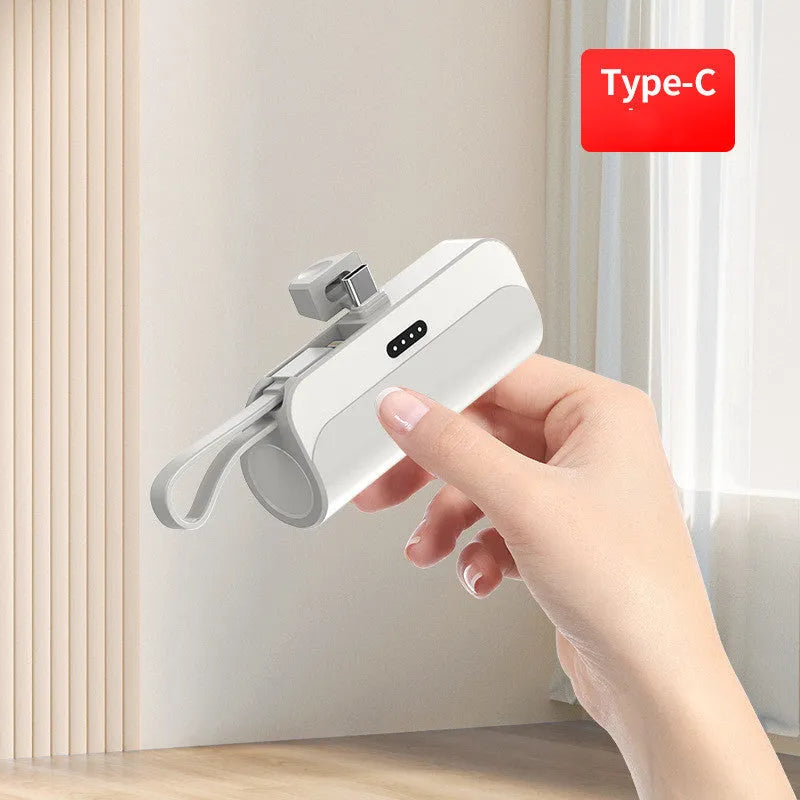 Capsule 20W fast charge folding bracket 5000mAh mini power bank in grey with built-in cables