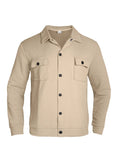 Men's casual jacquard checkered loose knit polyester cardigan shirt in gray, long sleeves, grid pattern