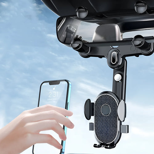 Car multi-purpose mobile phone holder desktop bracket in black, ABS and nano PU construction, fits 4.0-7.0 inch smartphones