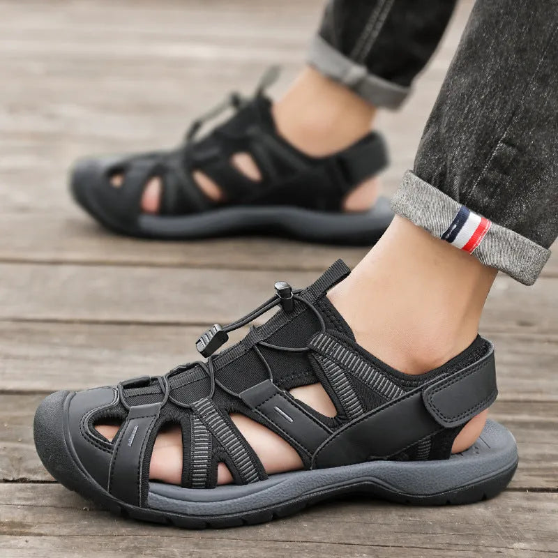 Men's LX01 blue casual sports shoes with mesh upper, rubber sole, and Velcro fastening.
