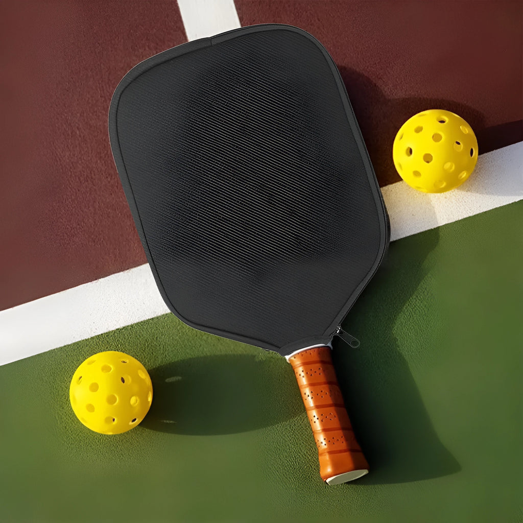 Black neoprene protective sleeve for a table tennis racket or paddle.