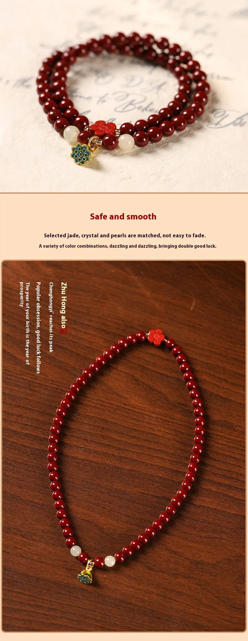 Purple gold sand hand-woven bracelet with 6mm beads in double circle design featuring lotus seedpod elements
