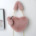 Medium sized heart shaped soft plush handbag for women with zip opening