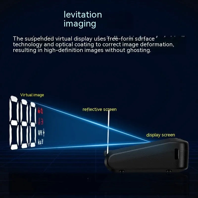 Black car head up display with 2 inch screen for OBD connection