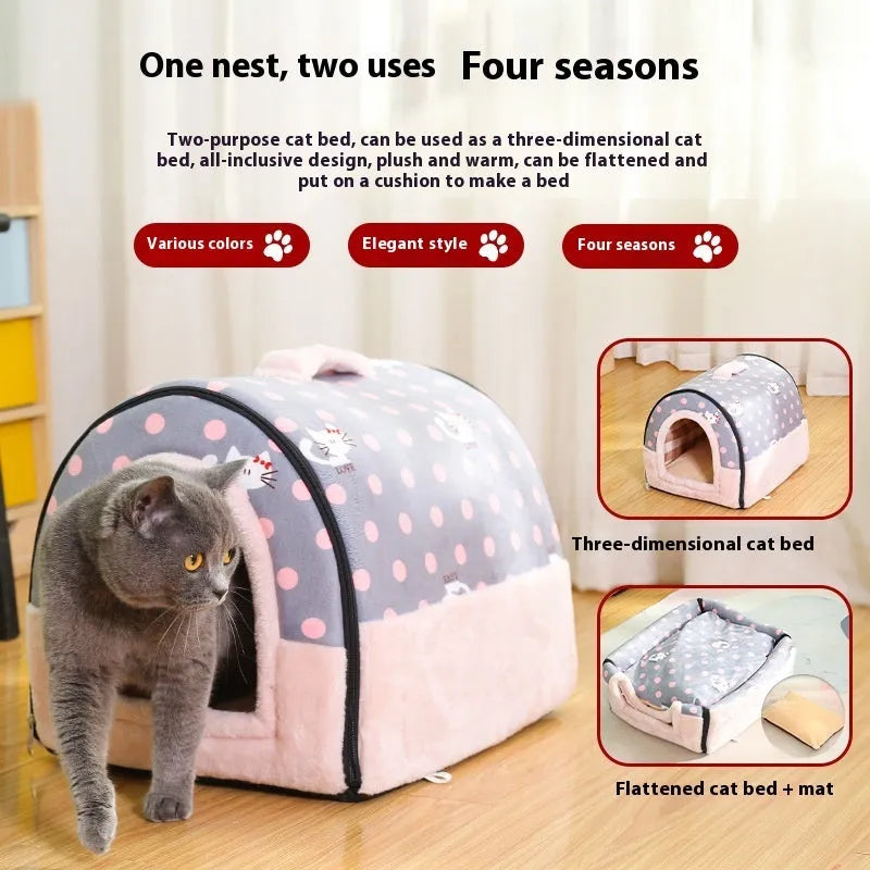 Universal cloth pet bed for dogs and cats, removable washable cover, S M L sizes, six colour options