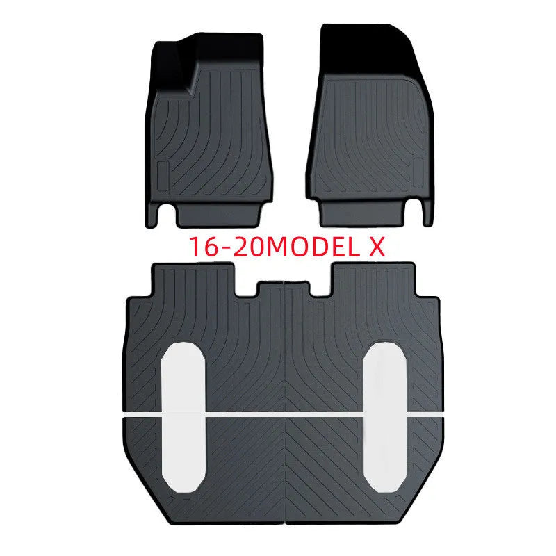 Tesla rubber car floor mat with TPE footrest section for Model 3, Y, S, and X vehicles