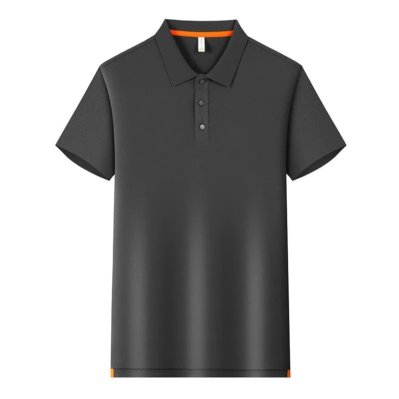 190g Tianshu cotton blend solid colour polo shirt in bean green with short sleeves and regular fit