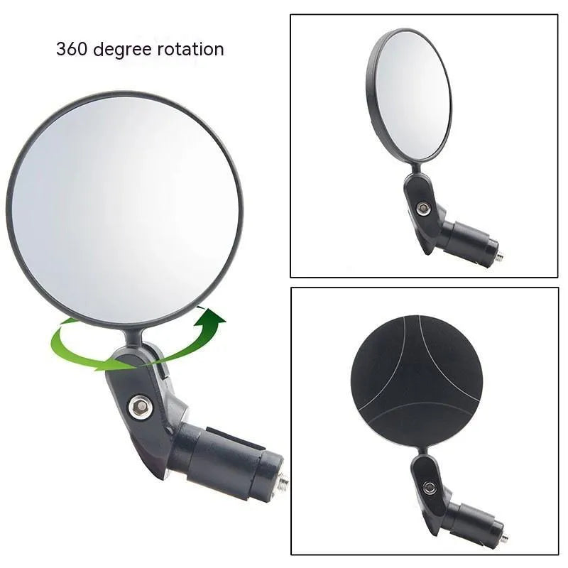 Black foldable convex rearview mirror with 360-degree adjustable mount