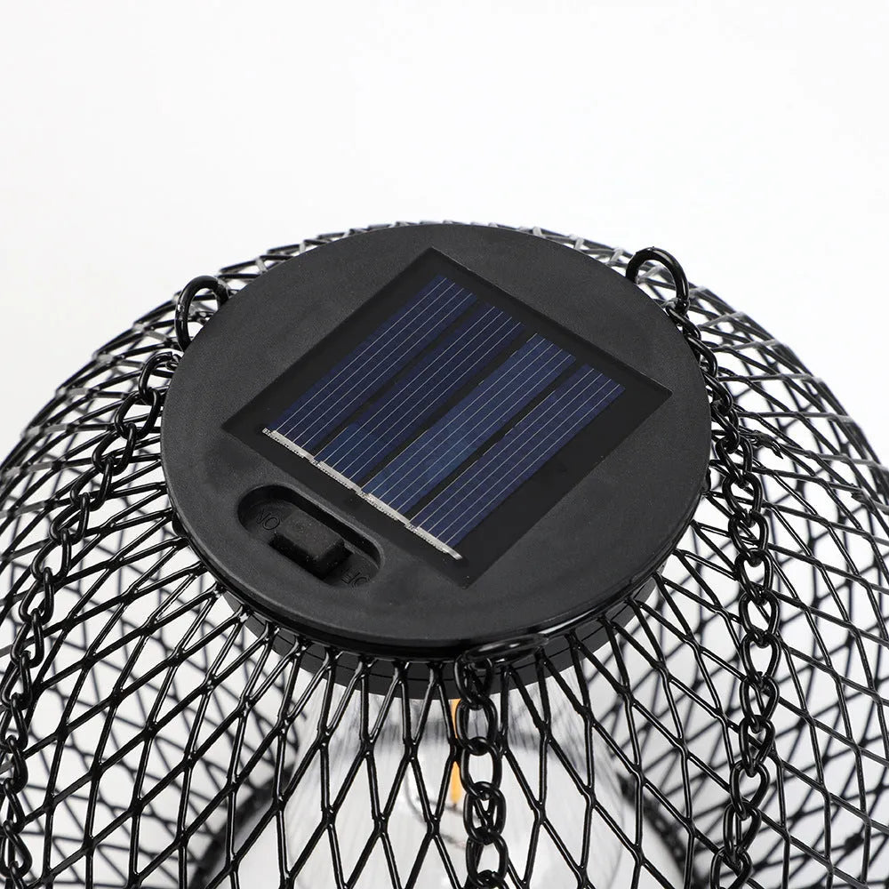 Outdoor hollow-out iron lantern super bright ceiling lamp cylindrical flat iron shape for garden courtyard decoration