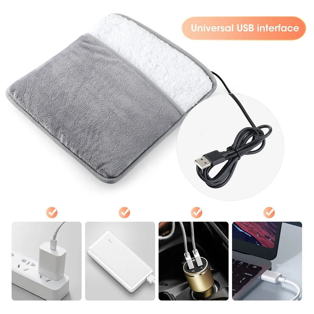 Grey USB powered feet warmer with mechanical switch for household use 5W 3.7V