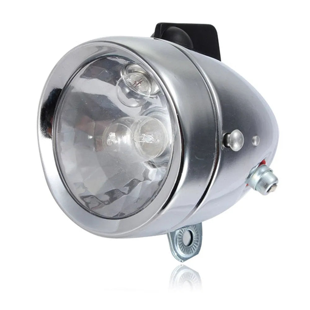 Silver bicycle dynamo generator light modification kit for front fork or rear frame mounting