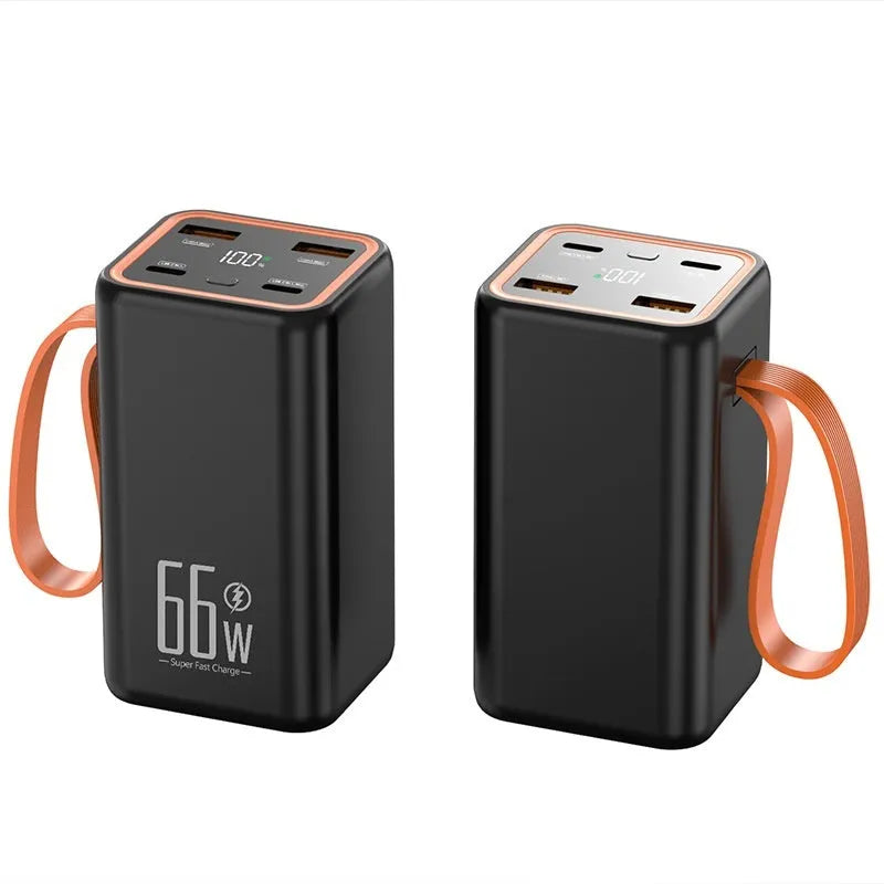 Black and white PD66W fast charge 20000 mAh portable power bank