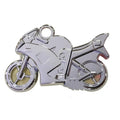 Metal USB 3.0 vehicle-shaped flash drive with necklace loop in silver, displaying scooter design on a white background