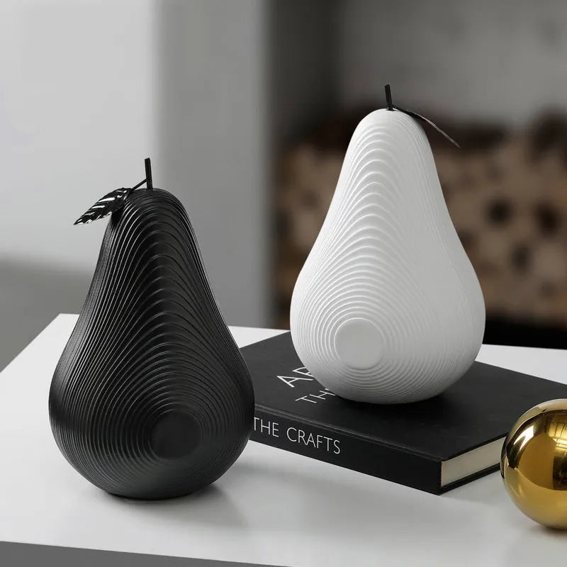 Resin apple sculpture in black, 17cm tall, smooth resin finish