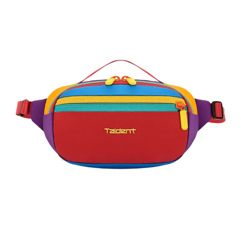 Outdoor leisure one-shoulder nylon waist bag in sky blue with chain detail, 2 litre capacity
