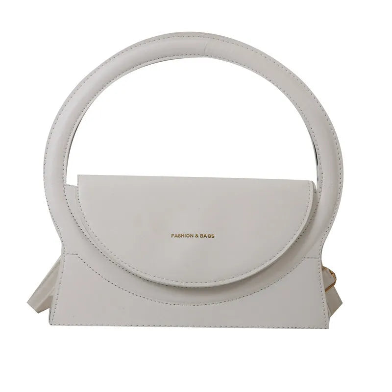 PU leather horizontal messenger bag with sandwich pocket and stitching details