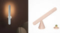 Creative geometric desk lamp in white with magnetic suction base and touch switch, USB powered