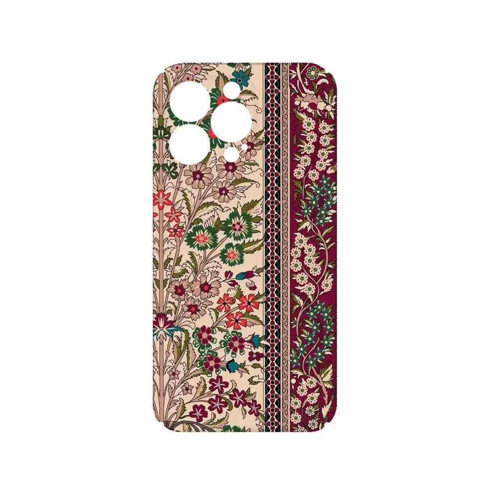 Advanced pattern plaid phone case with thermal transfer floral print back cover for Apple iPhone 11 to 16 series