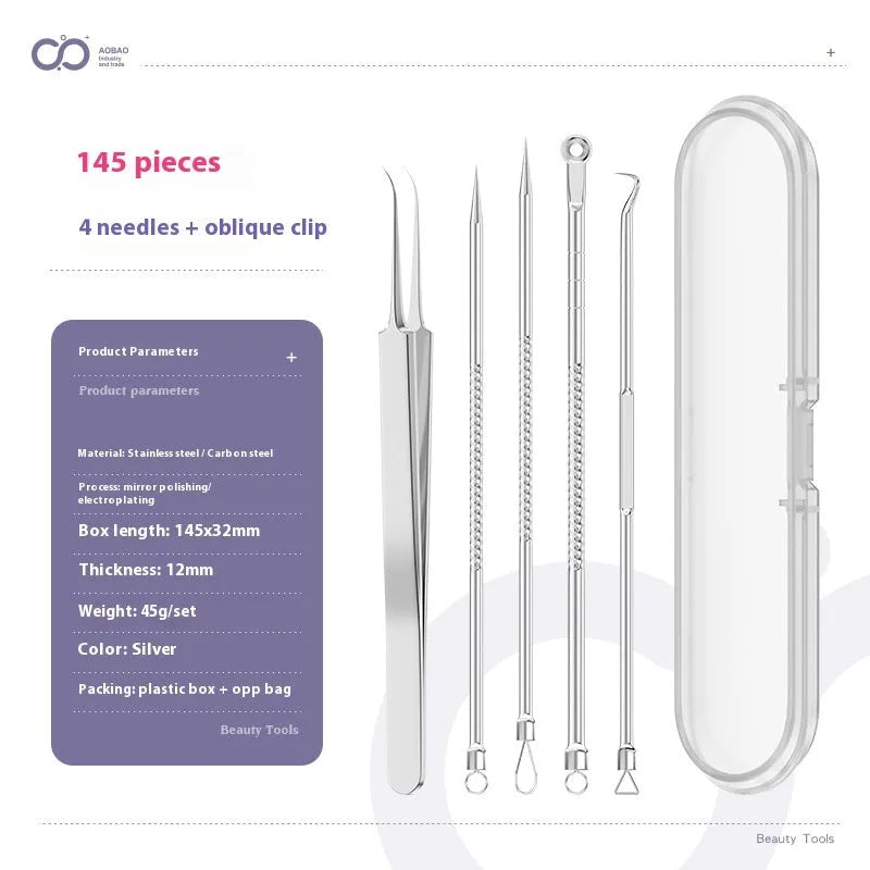Four metal acne needles with ultra fine points, shown in assorted colours from a 33-option range.