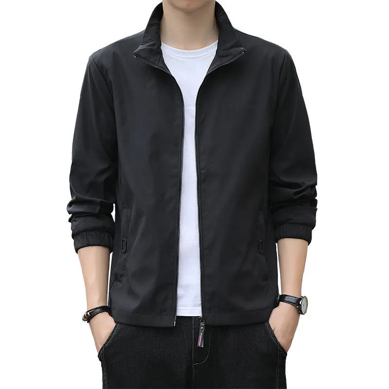 Korean style loose fit autumn jacket in various colours with zip closure and regular sleeves
