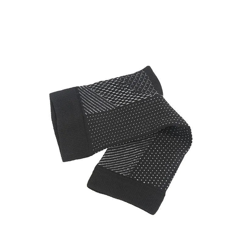 Pair of Korean-style short tube elastic pressure sports socks in nylon fabric, shown in white colour.