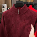 Thickened men's business casual pullover bottoming sweater in black acrylic blend, size M to 4XL