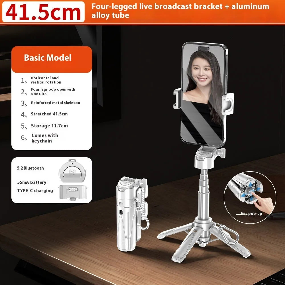 P15 Handheld Stabilizer selfie stick in black or white with Bluetooth remote, phone bracket, and optional H1 or H2 light