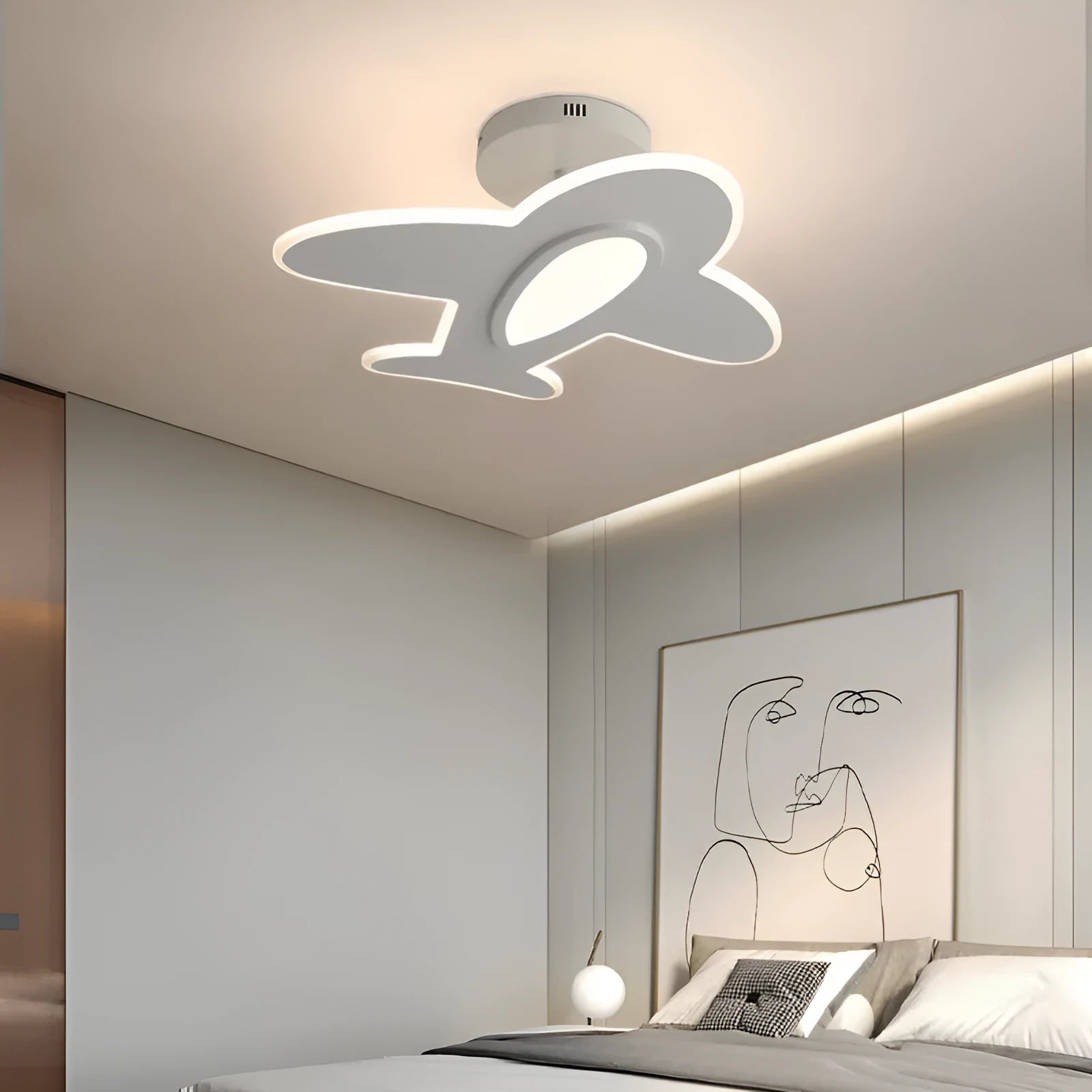 Simple creative LED iron ceiling light in white finish 60CM diameter for corridor or bedroom