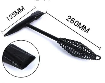 Welding slag hammer with a spring steel handle and a high carbon steel head, shown with weight options.