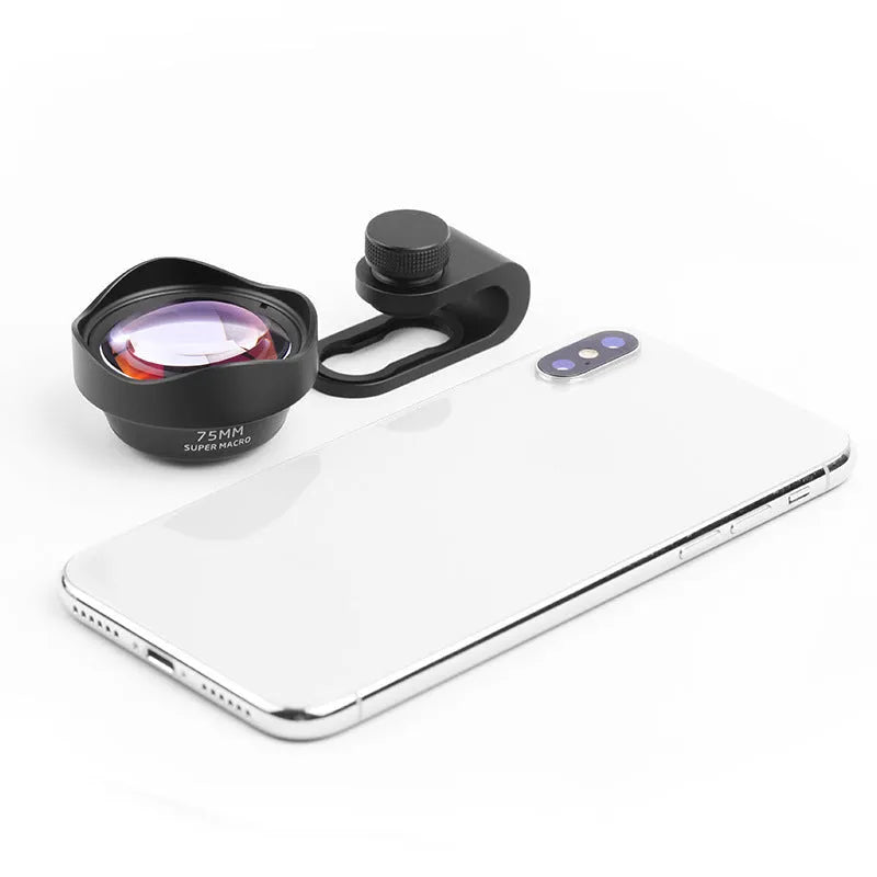 Universal mobile phone macro lens with protective cover and storage bag for close-up smartphone photography