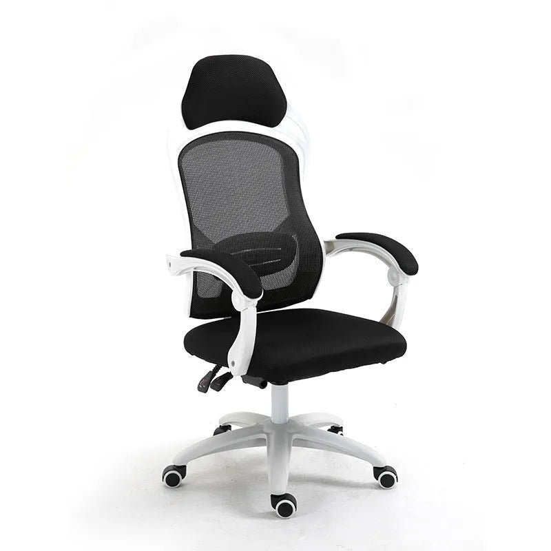 Ergonomic rotating gaming chair with high resilience sponge seat, linkage armrest, nylon wheels, and reclining backrest