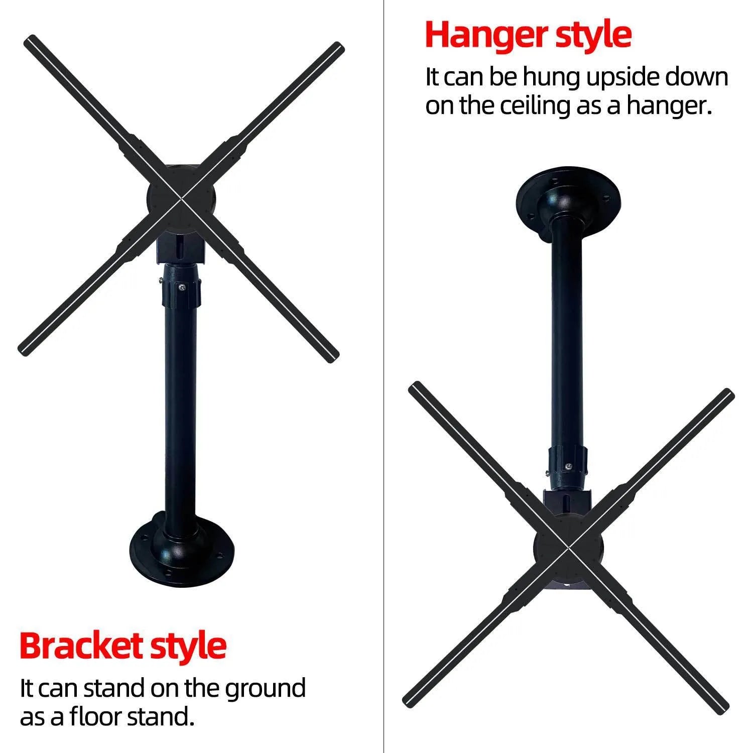 Black metal desktop hanger for holographic 3D projection fan advertising player bracket