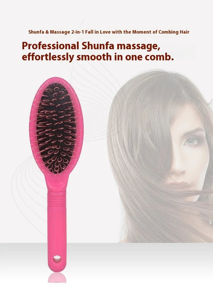 Black ring tooth hair extension comb with airbag cushion measuring 22cm long