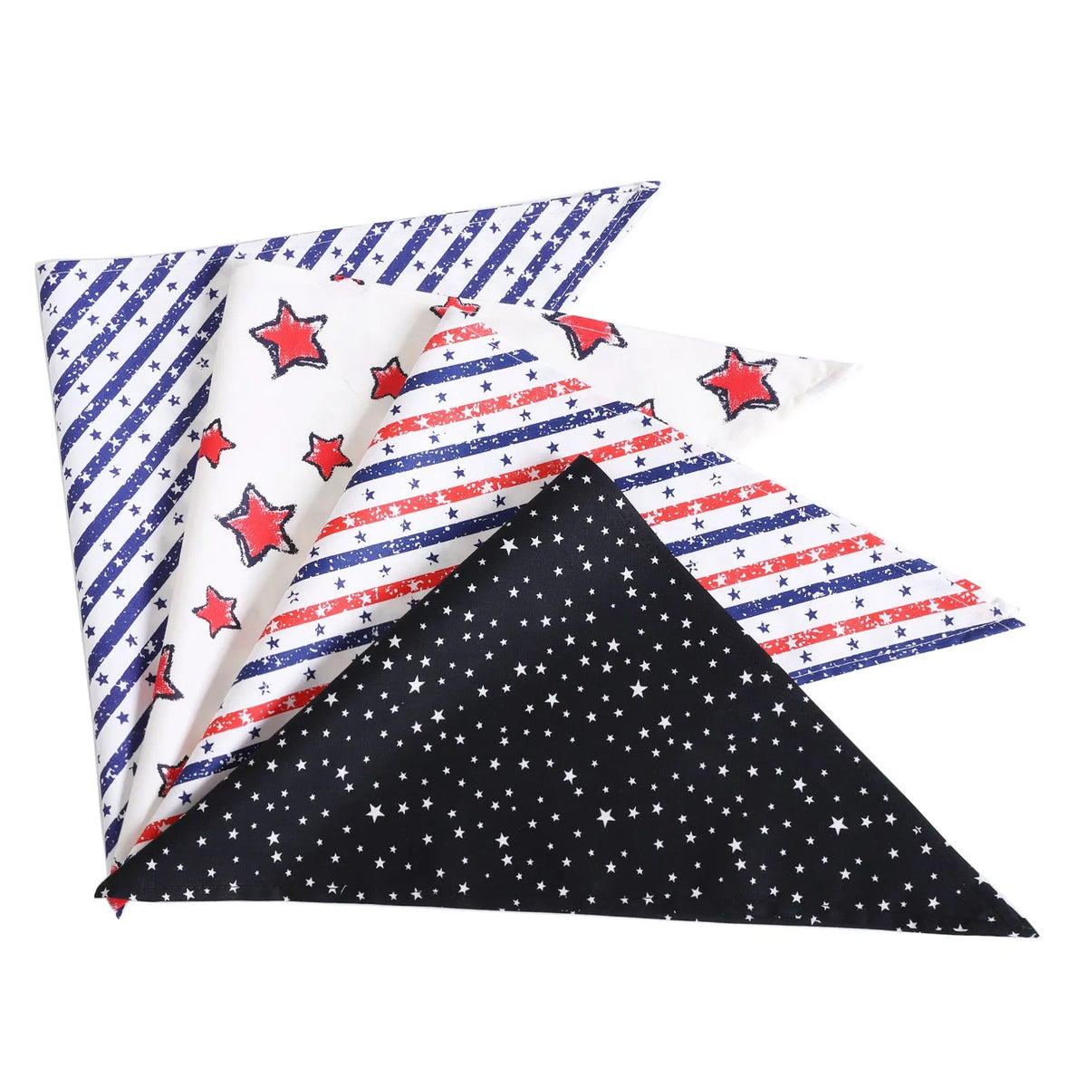 Pet cotton triangle scarf in blue strips, 43x43x63cm, single-layer woven twill saliva towel for cats and dogs