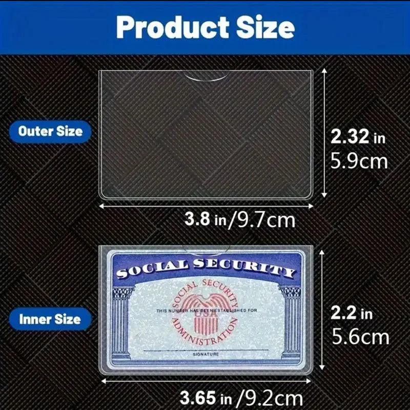 Transparent PVC social security card holder showing clear waterproof cover for ID cards with urban simplicity design