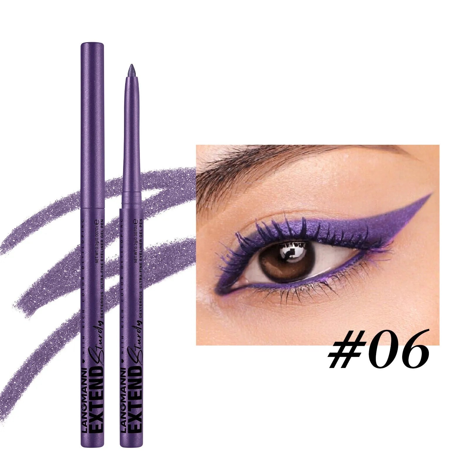 Set of 12 colourful gel glitter eyeliner pencils in vibrant shades for waterproof, long-lasting makeup.