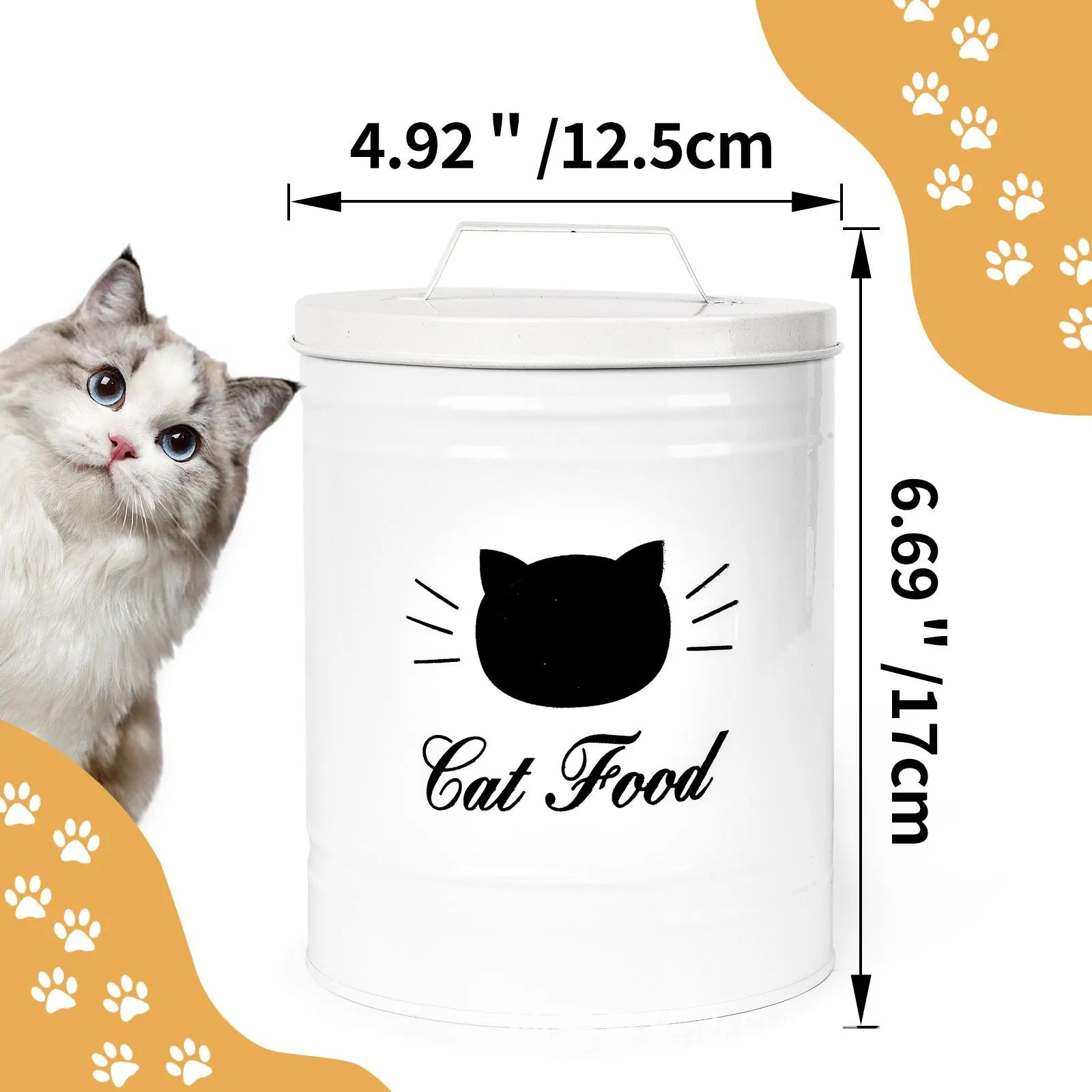 Black and white round iron sheet storage cans with 301-500ml capacity for pantry organisation.