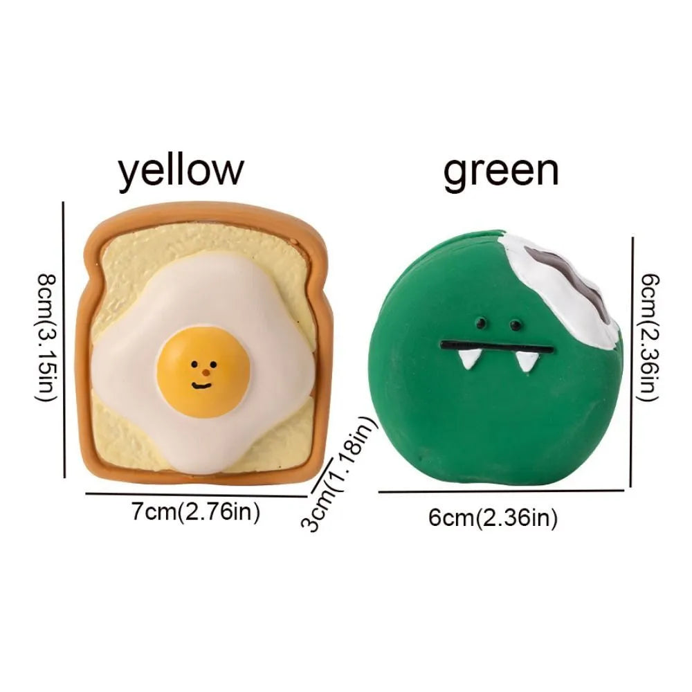Yellow and green cartoon patterned bread egg shaped latex dog chew squeaky toy