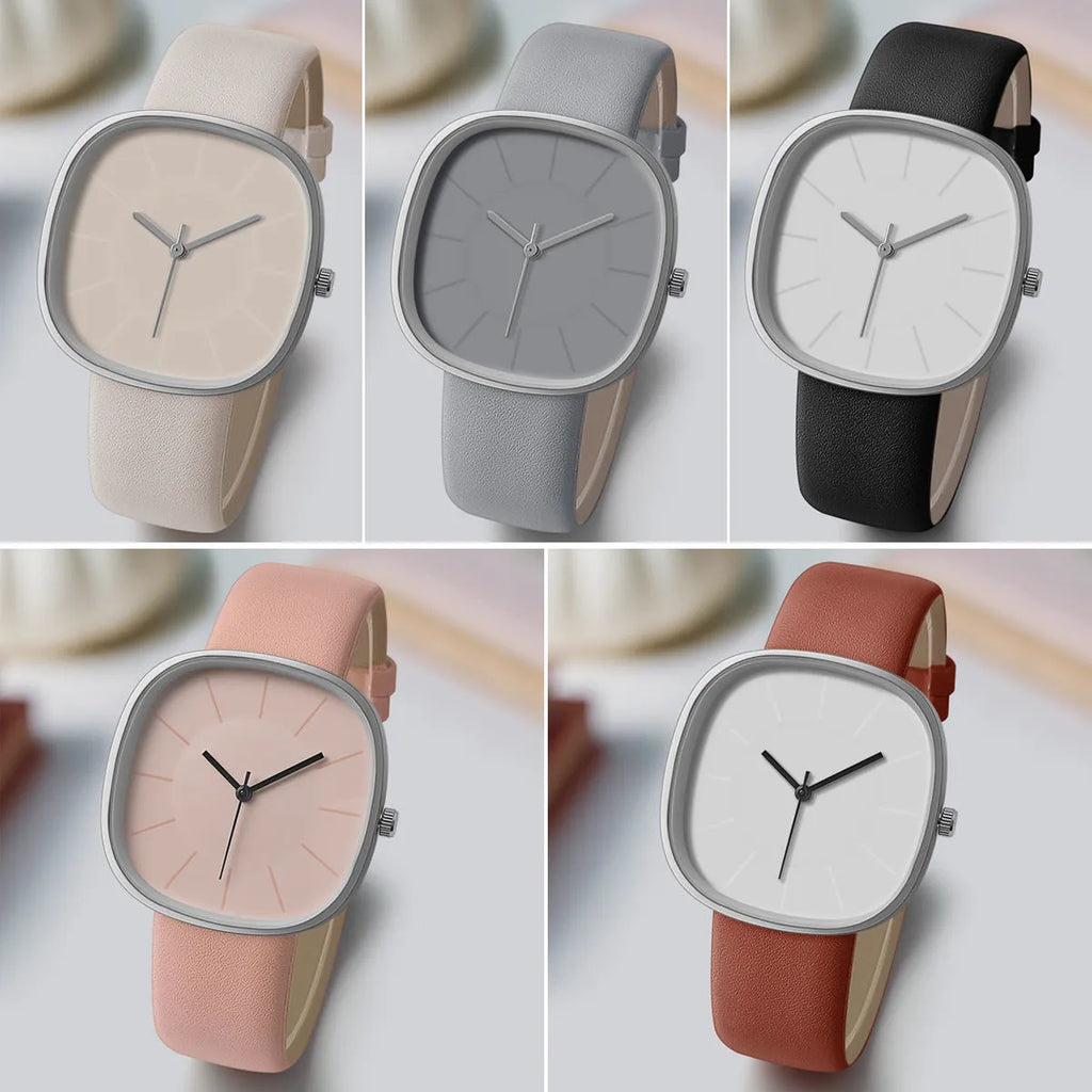 Square silicone strap watch, 10mm thick, organic glass mirror, stainless steel bottom, pin buckle, five colours
