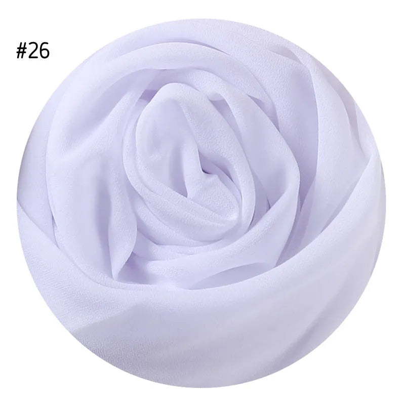 Solid colour pearl chiffon scarf 70cm x 180cm for daily head covering, hijab, or shawl use