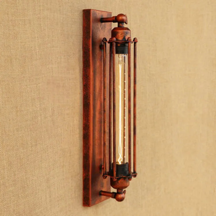 Industrial retro flute wall lamp in iron, shown in black finish.