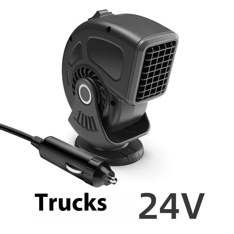 150W car warm air blower 12V 24V mini car heater in black or red for glass defogging