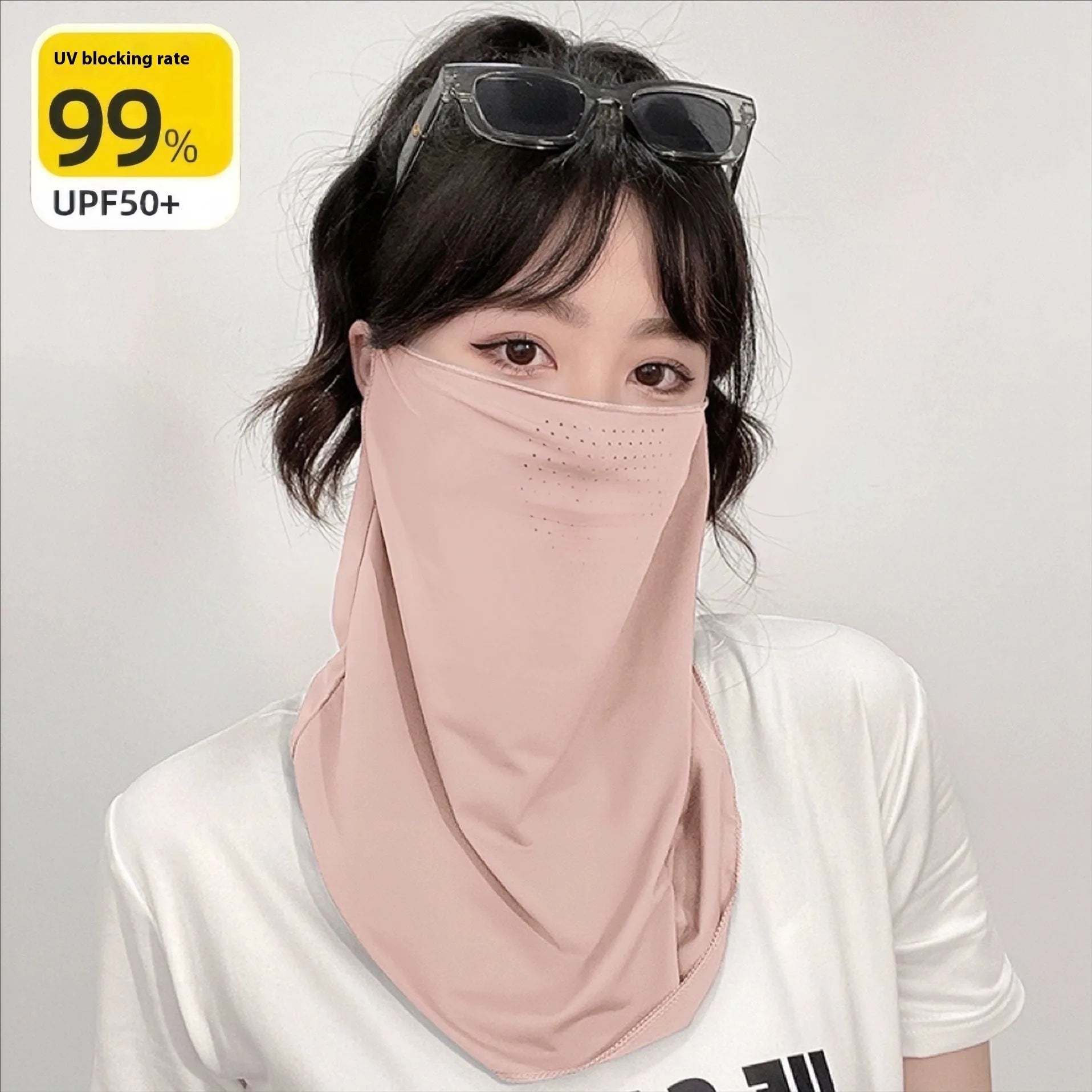 Breathable nylon outdoor cycling mask with UPF50 sun protection half cover in black