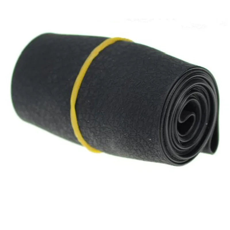 Anti-slip silicone steering wheel cover for 32-40cm small car wheels, imitation leather texture, black