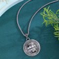 Silver metal head pendant sweater chain necklace for men, 55cm length