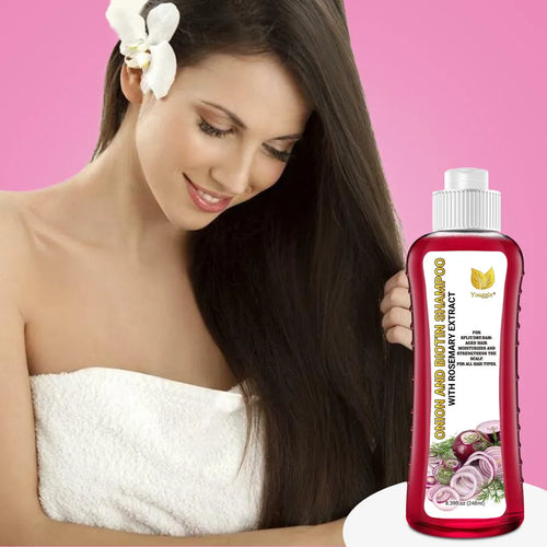 248ml bottle of anti-hair loss shampoo with red onion and biotin for strengthening thinning hair
