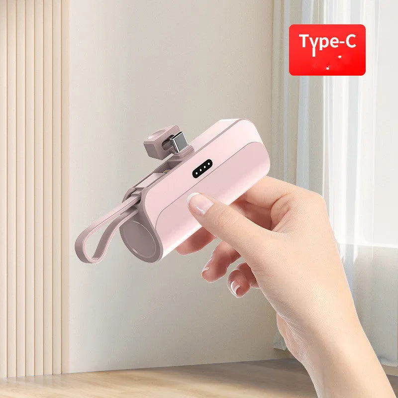 Capsule 20W fast charge folding bracket 5000mAh mini power bank in grey with built-in cables