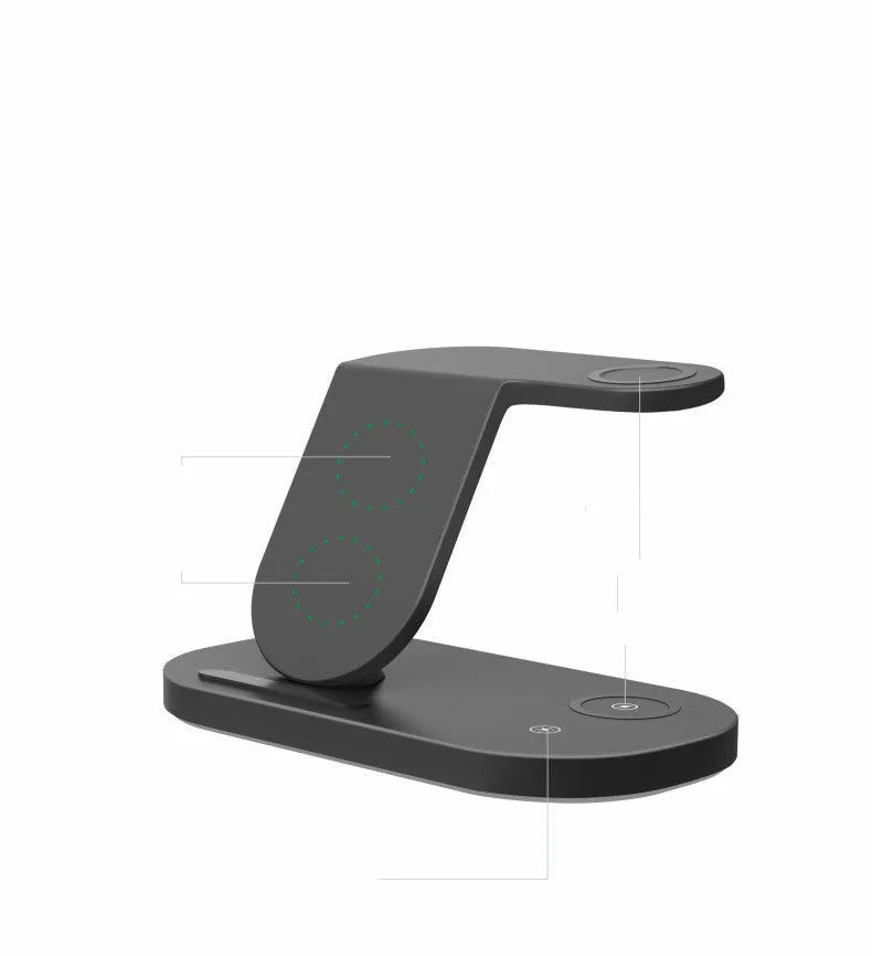 Black and white 15W three-in-one wireless charger with Type-C connector